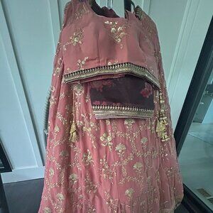 Pink Georgette Embroidered Sequins A Line Lehenga Choli